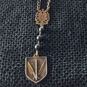 French Kande  and Black Pendant Necklace